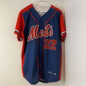 Soto Mets Red and Blue Sports Jersey